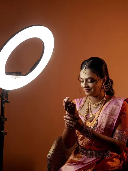 A behind-the-scenes shot of my gorgeous bride-to-be. The ring light helps in achieving that perfect, flawless finish.