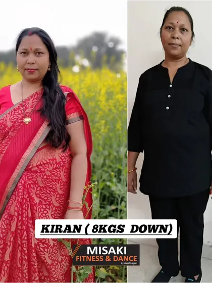Kiran is 8 kgs down and looking healthier and happier. This transformation is a result of her commitment to our fitness and diet program.