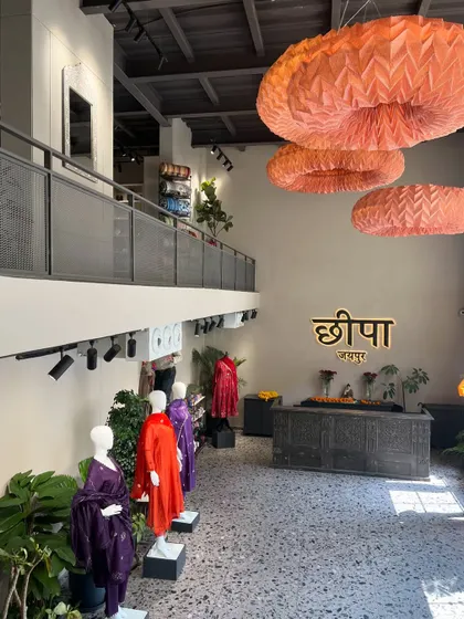 The beautiful, modern interior of Chhipa, a store in Jaipur that meets all your cotton needs under one roof with a stylish shopping experience.