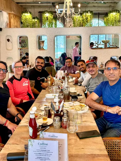 The post-ride meal is where we share stories and laughs. It's an essential part of our Sunday ritual.