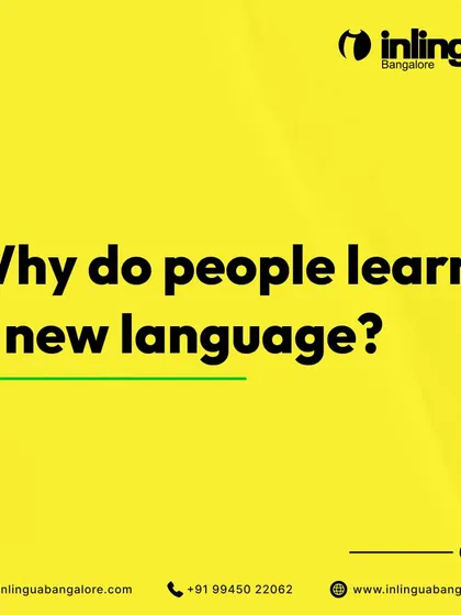 This introductory slide poses the question, "Why do people learn a new language?" to draw users into the informational carousel.