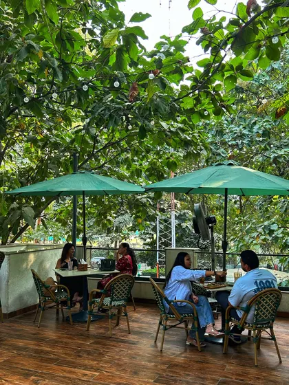 A different angle of the upper deck seating, perfect for a more private group meal.