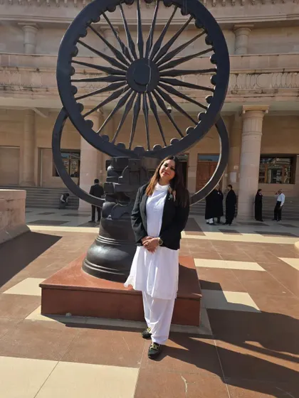 At the Lucknow High Court, in front of the iconic Dharma Chakra. My first visit here was an inspiring experience that deepened my respect for our judicial system.