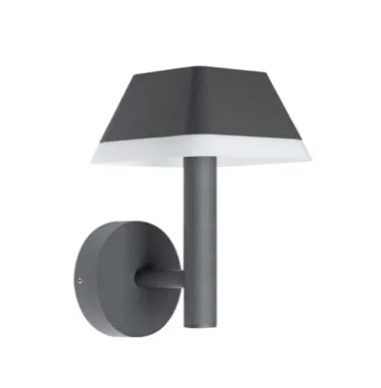 A modern, waterproof outdoor wall light. Its simple, lantern-like design is perfect for illuminating entryways and patios.