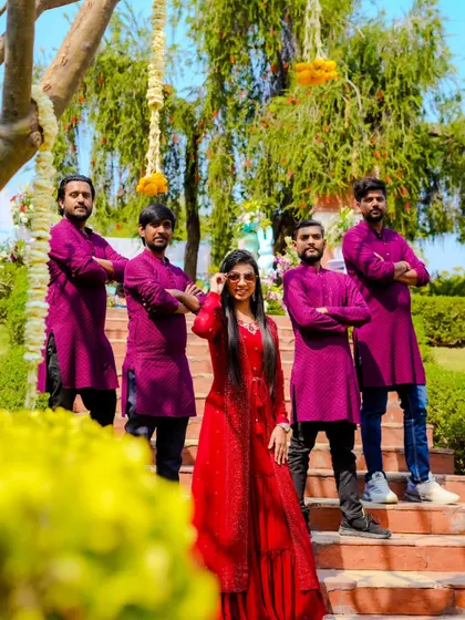 Posing with my amazing band in Agra. We travel together as a team to ensure a professional and seamless musical experience for you.