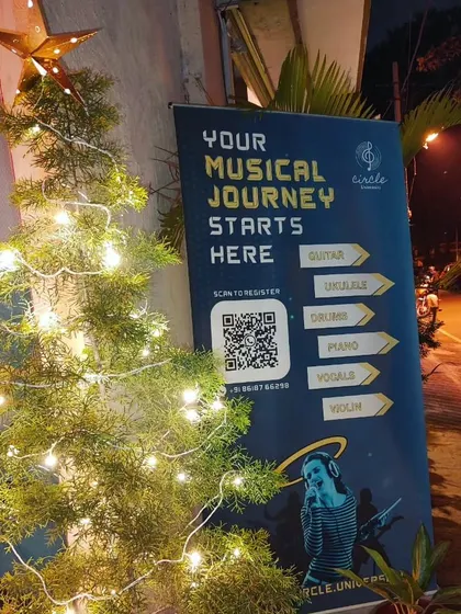 A close-up of our Christmas decorations and banner. We believe in creating a festive and joyful environment for our musical family.