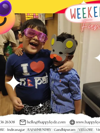 Weekend fun often means party time. Here, two friends enjoy a celebration with fun props, making memories they will cherish.