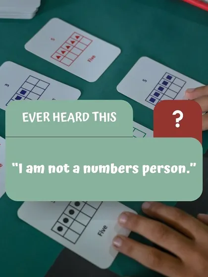 A promotional graphic for my workshops, asking if you've ever heard someone say 'I am not a numbers person.' My goal with Yonjuu and my teaching methods is to change this mindset.