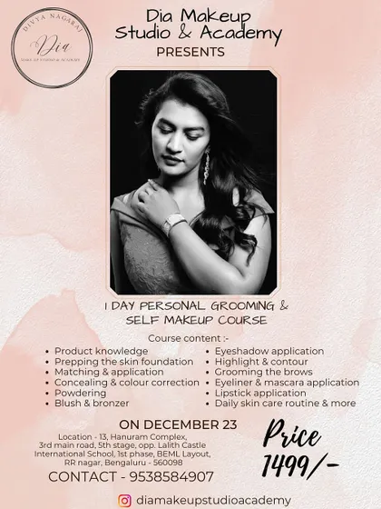My 1-Day Self-Makeup Workshop is the perfect way to build your confidence. This course breakdown shows you all the practical skills we will cover, from prepping your skin and choosing the right foundation to mastering daily eye makeup and contouring.