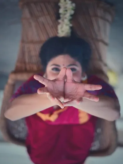 A creative perspective on the lotus hand gesture, or 'padmakosha hasta'. This photoshoot was a chance to feel free and still feel very much like a dancer.