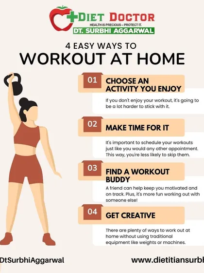 Working out at home can be simple and effective. This guide offers four easy ways to get started, like choosing an activity you enjoy and finding a workout buddy to stay motivated.