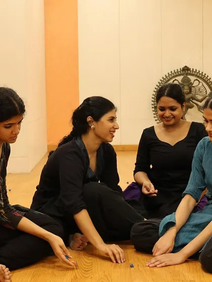 An informal moment of discussion and brainstorming with my dancers in the studio. My process is highly collaborative, and I believe in creating a space where ideas can be shared freely.