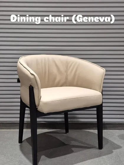 The 'Geneva' dining chair is also available in a sophisticated beige color, which pairs well with many different table styles.
