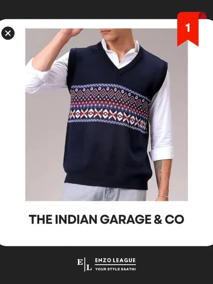 This patterned V-neck vest from The Indian Garage & Co adds a touch of personality to a simple white shirt. It's a great way to stay warm while keeping your look interesting.