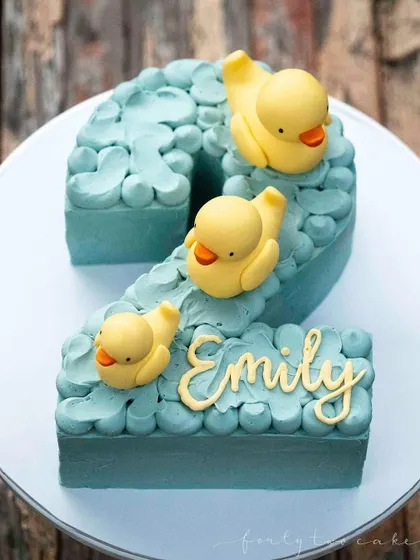 The cutest duck-themed number cake for a 2nd birthday.