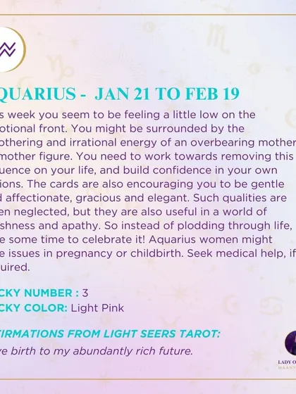 A weekly tarot forecast for Aquarius. This week you seem to be feeling a little low on the emotional front. The cards encourage you to be gentle and affectionate.
