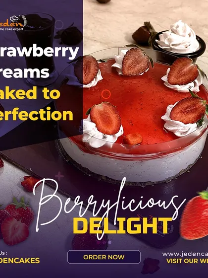Our Strawberry Dreams cheesecake, baked to perfection. This berrylicious delight features a rich strawberry glaze over a creamy base, making it a perfect treat for any occasion.