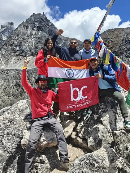 Summit success on Nangkartshang Peak during an acclimatization day. This climb offers some of the best panoramic views of the Everest region and is a key part of our strategy for a safe EBC trek.