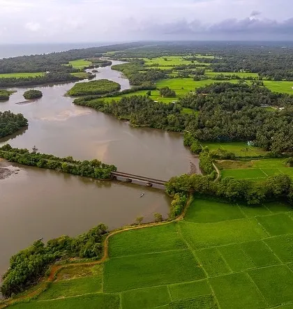 Coastal places are often just associated with beaches, but an aerial perspective reveals so much more. Here are the backwaters and lush mangrove forests around Udupi.
