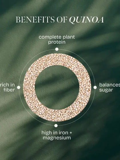 Quinoa is a fantastic grain that I recommend frequently. It's a complete plant protein, rich in fiber to keep you full, and helps balance blood sugar. It's also high in iron and magnesium, crucial minerals for energy.
