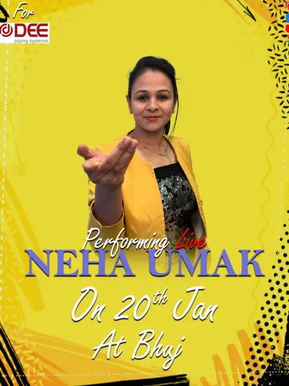 A vibrant poster for my show for Dee Piping Systems in Bhuj. The design reflects the dynamic energy of my live sand art.