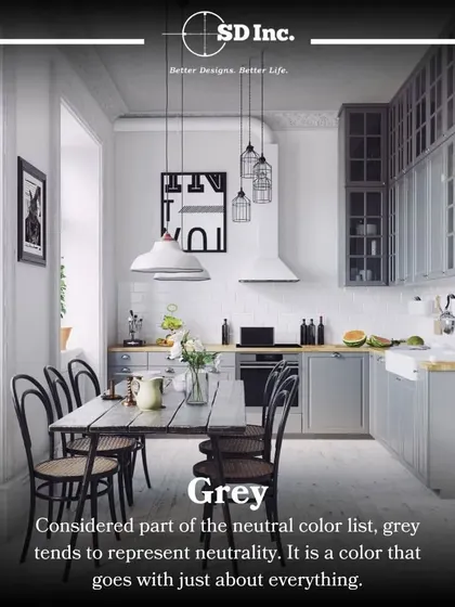 Grey is a versatile neutral that works with almost everything. This kitchen uses grey cabinetry to create a modern, chic look that is both timeless and on-trend.