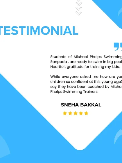 "Heartfelt gratitude for training my kids." We are honored to be a part of your children's journey, Sneha. Building confidence in young swimmers is our greatest reward.