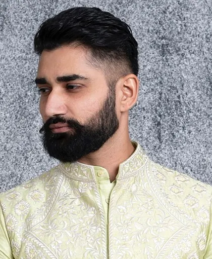 A portrait view of the mint green bundi, a sophisticated choice for any man.