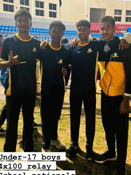 The Under-17 boys' 4x100 relay team, ready for the School Nationals.
