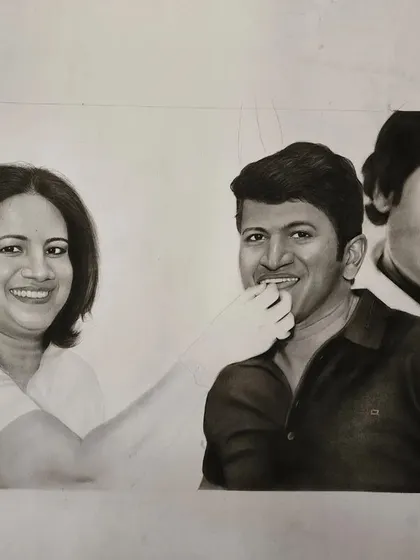 A work-in-progress shot of the tribute portrait.