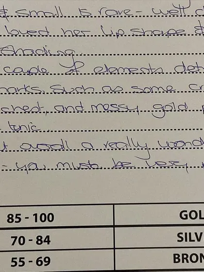 The detailed feedback from the judges is so valuable. It helps me grow as an artist and I am so proud of the wonderful comments on this piece.