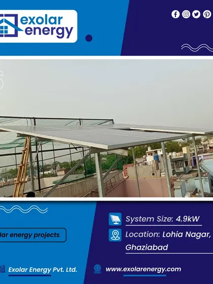 A 4.9 kW solar project in Lohia Nagar, Ghaziabad. Our elevated structures not only optimize sun exposure but also keep the rooftop usable for other activities.
