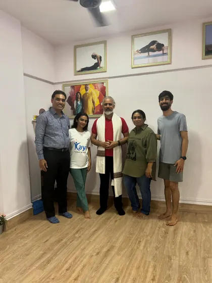 A group photo with my Guru at the studio. It was a blessing for our entire Kaya family to receive his energy and guidance.