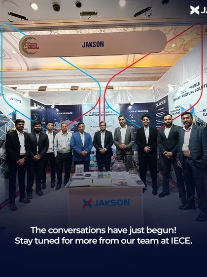 Our team at the Jakson booth during the IECE. This is where powerful conversations begin, as we connect with partners and clients to shape the future of energy together.