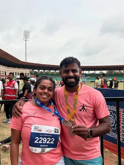 A few snapshots from the NMDC Hyderabad Marathon. From pre-race group selfies to post-race celebrations, we do it all together.