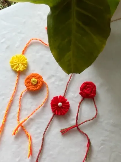 My handmade crochet and knitted rakhis, ready to be sent out. I love creating these little tokens of love for the special occasion of Raksha Bandhan.