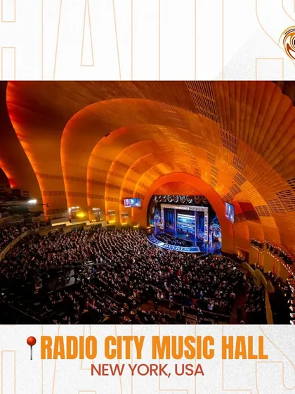 Radio City Music Hall in New York, USA. An iconic venue famous for its spectacular stage and legendary performers.