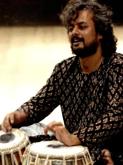 A close-up shot of me playing during a performance.
