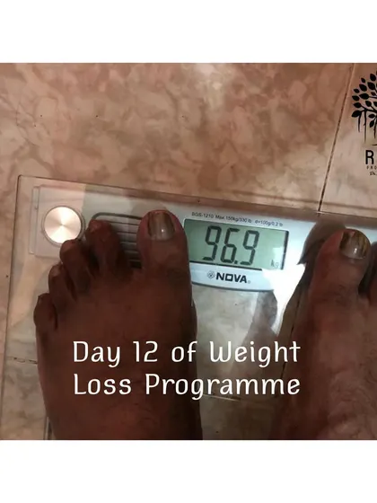 Day 12 of the program. Consistent effort and following the simple, home-based diet plan leads to early and encouraging results.