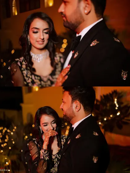 A collage of candid, close-up moments between Tanmay and Dipika. These shots capture their shy smiles and loving glances, the small interactions that tell a big story.