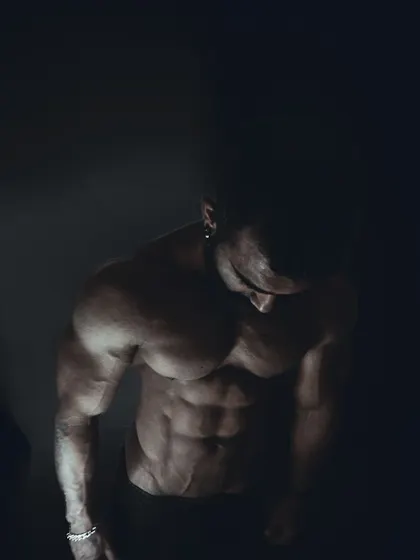 A moment of reflection. In the quiet moments, you appreciate the work that has been done. This high angle shot emphasizes the chest and shoulder development.