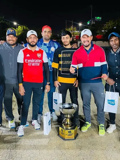 The winning team, Ground Shot Experts, celebrating with their trophy and prizes. It's a great feeling to end a tournament on a high.