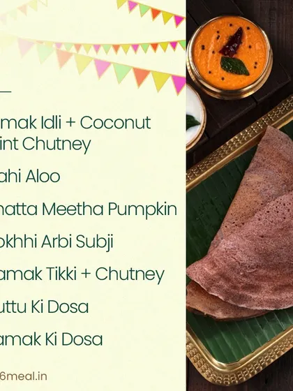Our Navratri special menu is live! This list shows some of our delicious fasting-friendly options, like Samak Idli, Dahi Aloo, and Kuttu ki Dosa, all prepared according to tradition.