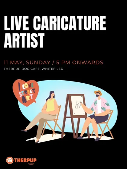 A promotional graphic for the live caricature artist, a unique attraction at our Mother's Day celebration.