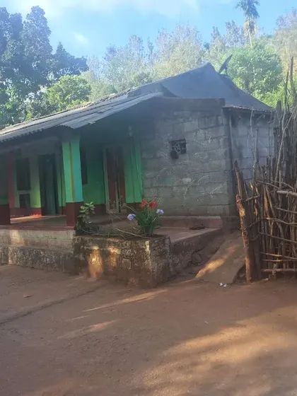 A typical house in a Soliga settlement or 'hadi'. While life has modernized, their connection to the forest remains strong.