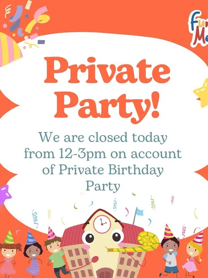 Another example of a private party announcement. To book your own exclusive event, please get in touch.