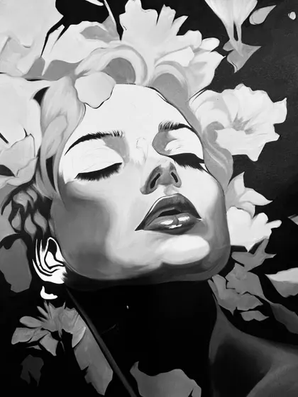 The same portrait, but in black and white. Stripping away the color shows the detail in the shading and composition. Sometimes a monochrome vibe is just as powerful.