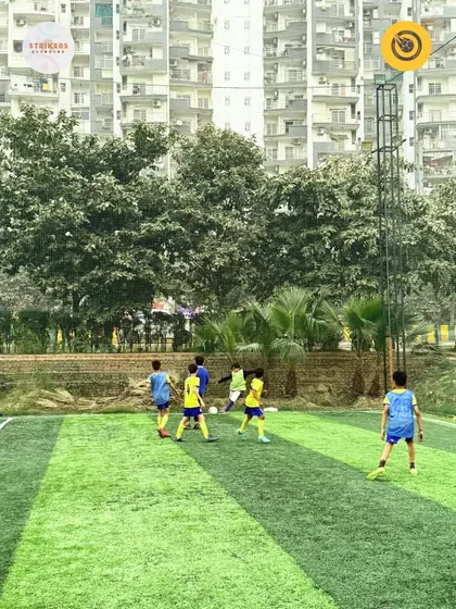 Our team on the attack, moving the ball up the field with purpose and teamwork.