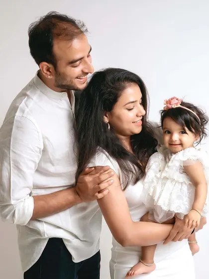 The complete family portrait, full of warmth and happiness.
