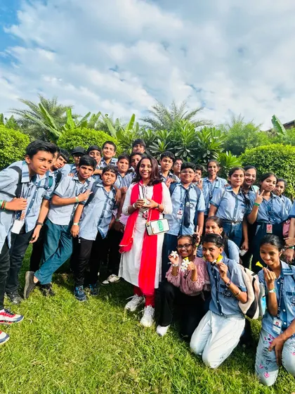 Nothing makes me happier than connecting with the audience, no matter their age. This picture from a school outing at Vishalgarh captures the joy of interacting with a young, energetic crowd and making sure everyone feels like they're part of the fun.